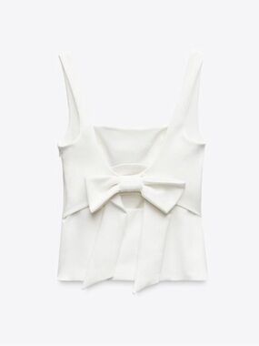 Zara White Back Bow Top